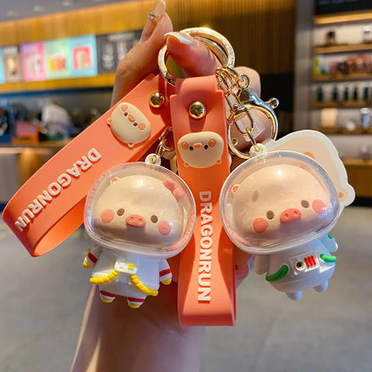 Cartoon Pig Astronaut Keychain