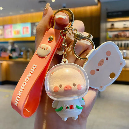 Cartoon Pig Astronaut Keychain