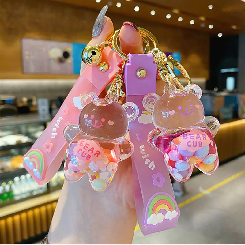 Rainbow Bear Drift Bottle Keychain