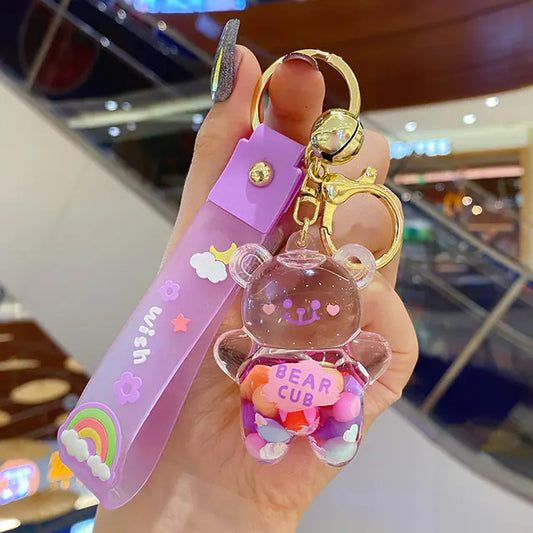 Rainbow Bear Drift Bottle Keychain