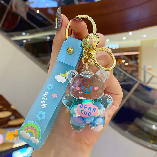 Rainbow Bear Drift Bottle Keychain
