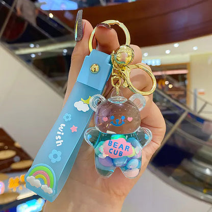 Rainbow Bear Drift Bottle Keychain