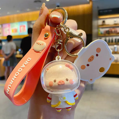 Cartoon Pig Astronaut Keychain