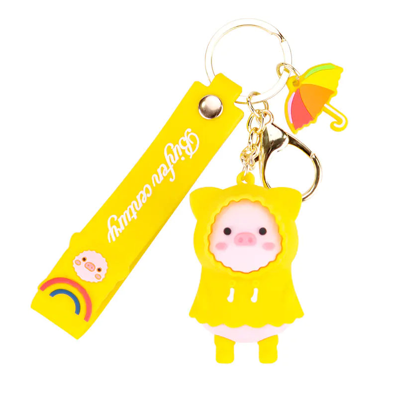 Pig Raincoat PVC Keychain