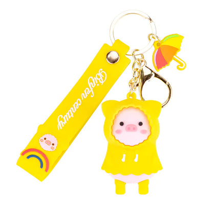 Pig Raincoat PVC Keychain