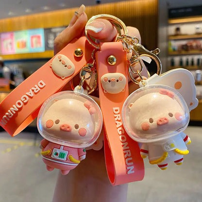 Cartoon Pig Astronaut Keychain