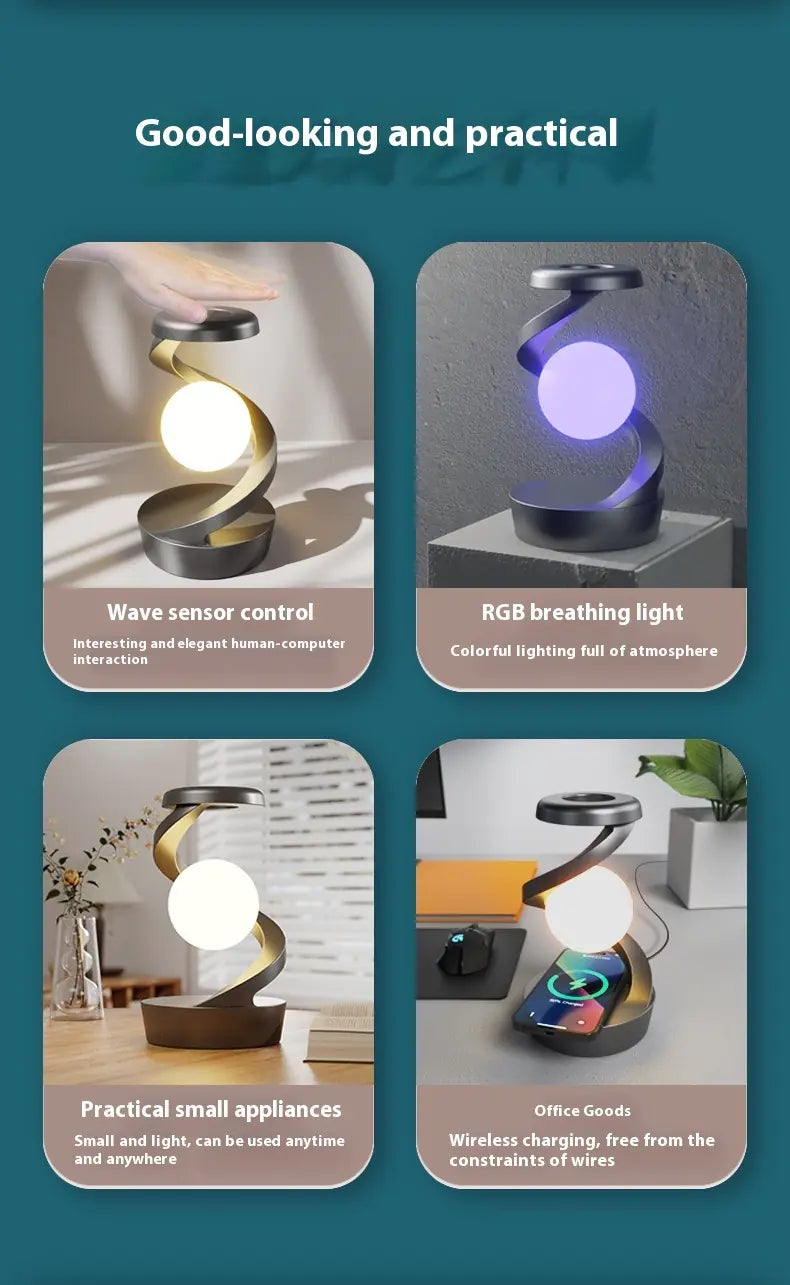 Rotating Moon Lamp with Wireless Charging
