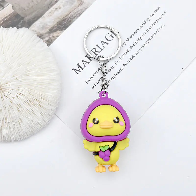 Cute Cartoon Silicone Duck Keychain
