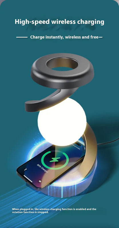 Rotating Moon Lamp with Wireless Charging
