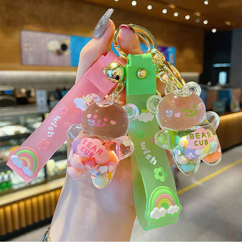 Rainbow Bear Drift Bottle Keychain