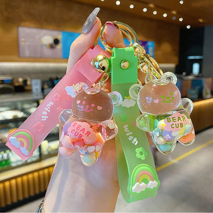 Rainbow Bear Drift Bottle Keychain