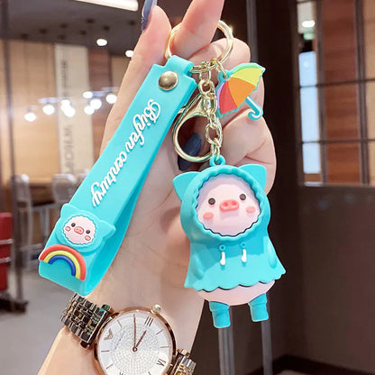 Pig Raincoat PVC Keychain