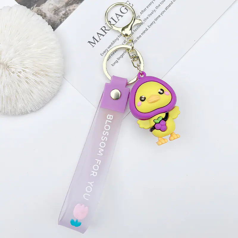 Cute Cartoon Silicone Duck Keychain