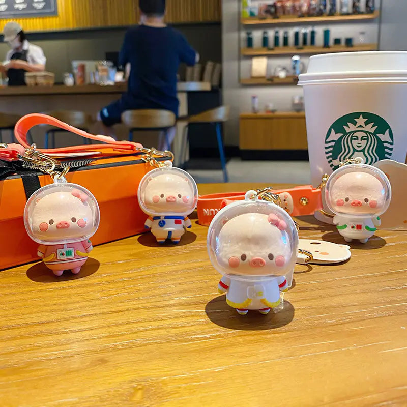 Cartoon Pig Astronaut Keychain