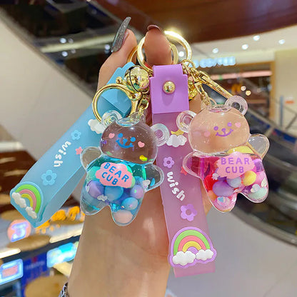 Rainbow Bear Drift Bottle Keychain