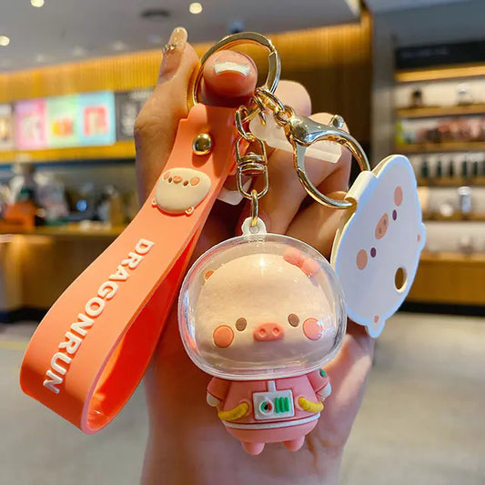 Cartoon Pig Astronaut Keychain