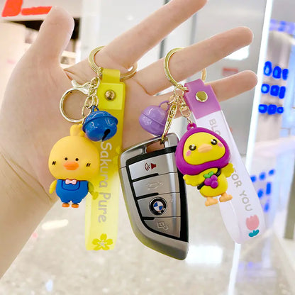 Cute Cartoon Silicone Duck Keychain