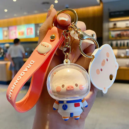 Cartoon Pig Astronaut Keychain