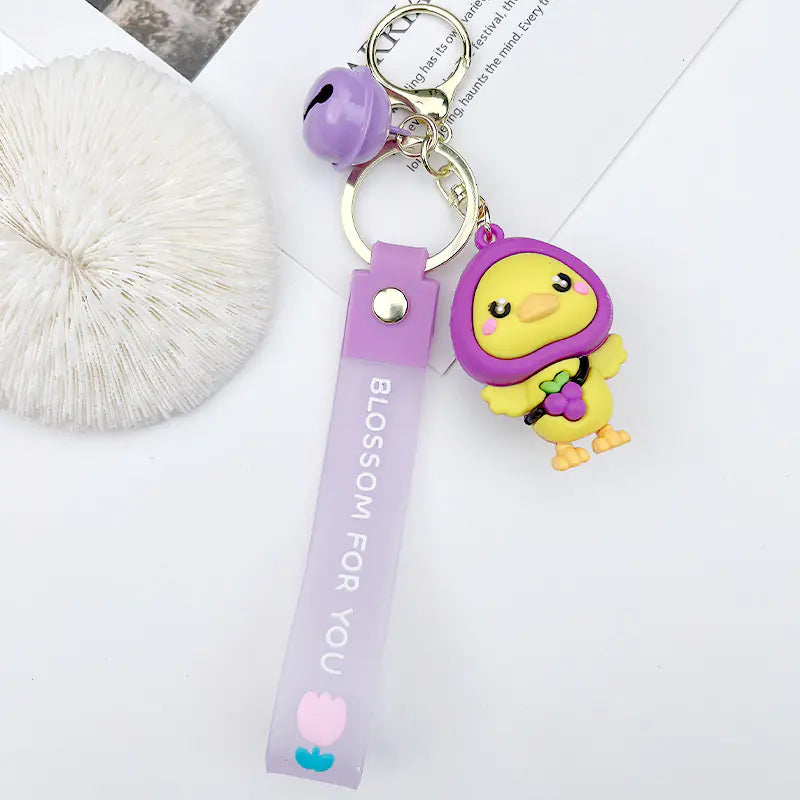 Cute Cartoon Silicone Duck Keychain