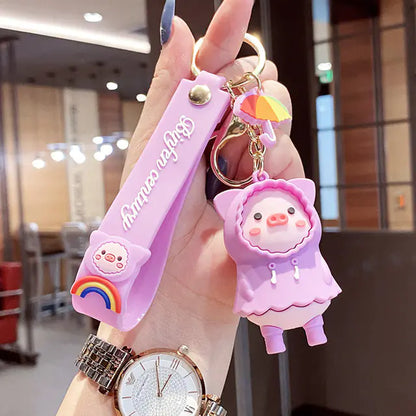 Pig Raincoat PVC Keychain