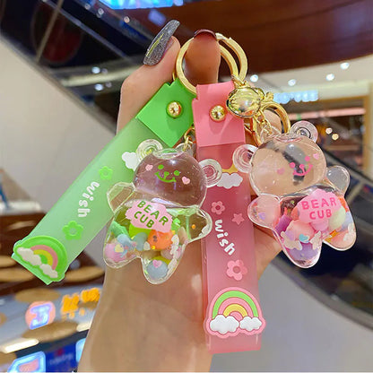 Rainbow Bear Drift Bottle Keychain